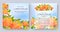 Floral vector card set with flowers of realistic orange rose, celandine, purple viola. Romantic 3d templates