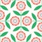 Floral vector pattern in pink and green, pretty tile effect seamless repeat design background.