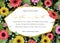 Floral vector watercolor background of multicolored gerberas and