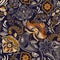 Floral vintage seamless pattern. Retro plants style. Paisley motif. Colorful damask ornament
