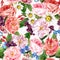 Floral Vintage Seamless Pattern, watercolor