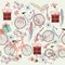 Floral wallpaper pattern with bicycles and flowers