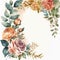 Floral watercolor border background with Roses on pure background. Illustration AI Generative