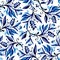 Floral watercolor seamless pattern in blue colors