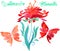 Floral watercolored graphic elements