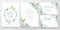 Floral wedding invitation card template set of realistic watercolor leaves. Elegant greenery save the date, invite, thank you,