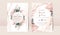 Floral wedding invitation template set with elegant brown leaves decoration. Botanic card design concept