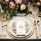 Floral wedding table decor, holiday tablescape and dinner table setting, formal event decoration for wedding reception, family