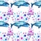 Floral whales pattern