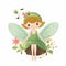 Floral whimsy, vibrant clipart of cute fairies with colorful wings and whimsical flower adornments