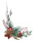 Floral winter arrangement watercolor illustration. Hand drawn natural Christmas decor with pine, cone, eucalyptus branch.