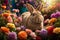 Floral Wonderland with an Adorable Bunny: A Riot of Color and Cuteness
