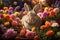 Floral Wonderland with an Adorable Bunny: A Riot of Color and Cuteness