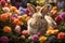 Floral Wonderland with an Adorable Bunny: A Riot of Color and Cuteness