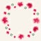 A floral wreath with one stroke gouache flowers and leaves. Place for text, copyspace.