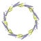 Floral wreath. Round lavender frame. Decorative botany