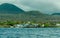 Floreana island bay with mountains on background