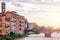 Florence bridges over the river Arno. Firenze landmarks, Tuscany, Italy