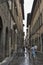 Florence city narrow street with parked bicycles