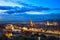 Florence or Firenze sunset aerial cityscape. Panorama view from