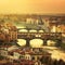 Florence or Firenze sunset Ponte Vecchio bridge panoramic view.Tuscany, Italy