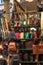 Florence, Italy - 22 April, 2018: leather goods on the Mercato del Porcellino Porcellino Market