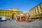 FLORENCE, ITALY - JUNE 12, 2015: Kids carousel in the middle of the Republic square, games preparing for the night