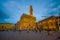 FLORENCE, ITALY - JUNE 12, 2015: Night is comming in the center of Florencia, Old Palace in the middle of square