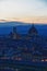 Florence Piazzale Michelangelo sunset, Tuscany region, Duomo, Ponte Vecchio River Arno Renaissance, Italy.