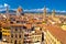 Florence square and cathedral di Santa Maria del Fiore or Duomo view