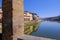 Florence, Tuscany, Italy, March 30, 2019: Written messages or love letters on a pillar of the famous Ponte Vecchio