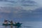 FLORES/INDONESIA- JANUARY 04 2014: A pair of fishermen are running like in the sea of â€‹â€‹Flores. They greet friendly from the