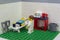 Florianopolis, Brazil. September 19, 2020: View of Interior of empty auto repair garage made by lego. Concept of mechanical