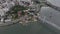 Florianopolis Capital Of Santa Catarina at Brazil. Aerial image taken with a drone of the Hercilio Luz Bridge during sunrise.