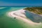 Florida beach. Paradise Summer vacation. Panorama of Caladesi island and Honeymoon Island State Park. Blue-turquoise color