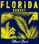 Florida beach typography with floral illustration for t-shirt