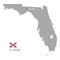 Florida county outline gray map and national flag