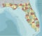 Florida - detailed editable political map with labeling.