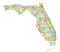 Florida - detailed editable political map with labeling.