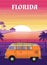 Florida illustration best for travel poster sunset view