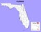 Florida Map. District map of florida in Outline. District map with USA