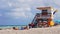 Florida miami south beach lifeguard tower ocean panorama 4k usa