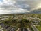 Florida Suburb & Storm Clouds, Aerial Wide Panorama