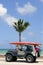 Florida surfer car with surfboard blue sky