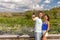 Florida travel tourists couple taking selfie photo at Everglades National park walking in wetlands Anhinga trail walkway