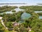 Florida tropical nature. Ocean or Gulf of Mexico. Green Mangroves are a group of trees.
