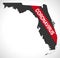 Florida USA federal state map with Coronavirus warning illustration