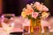 Florist decor in  indoor wedding setup table