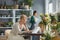 Florist working in flower shop