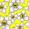 Floristic seamless pattern with flowers of Narcissus, Daffodils,